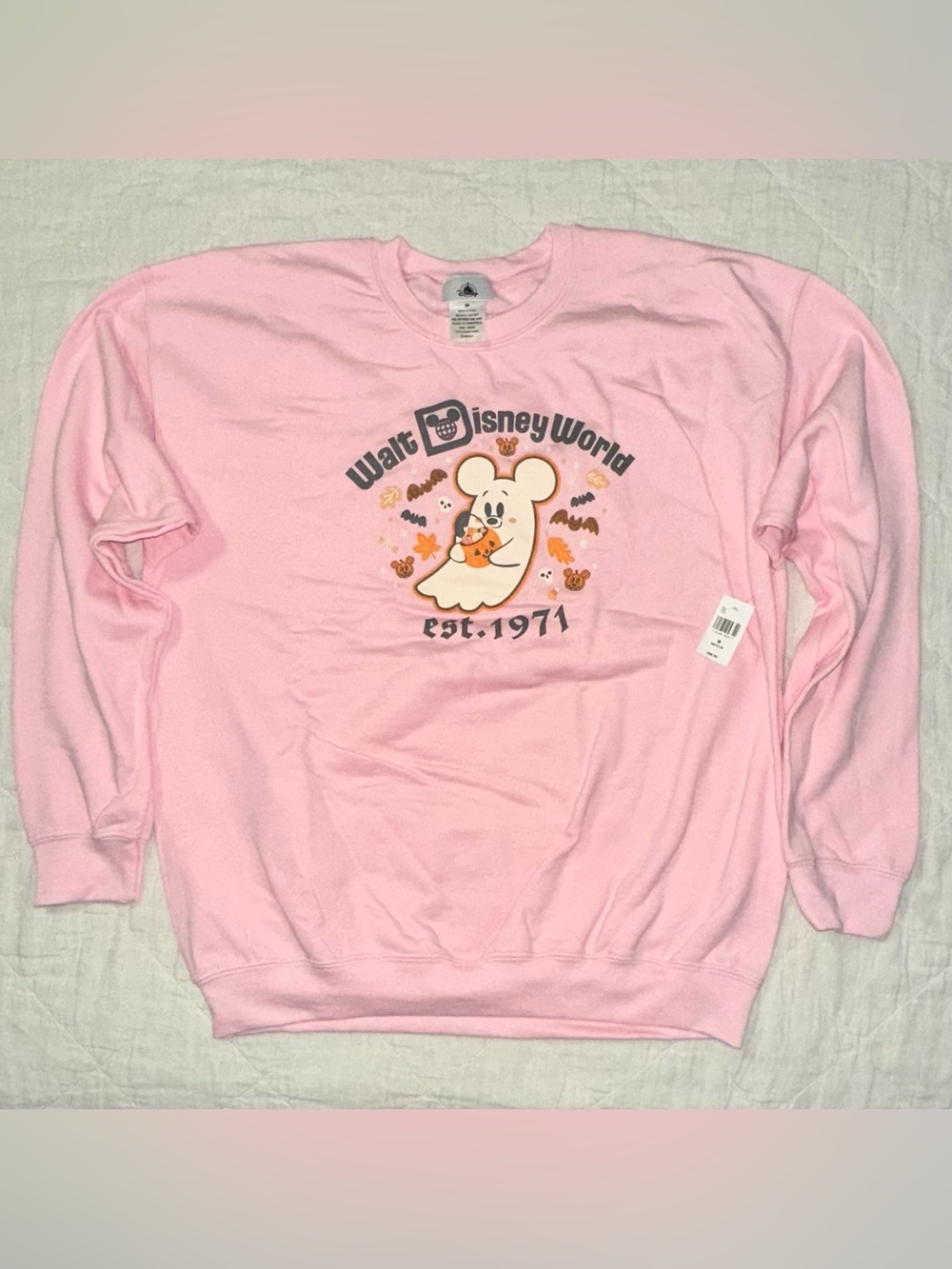 Walt Disney World Light Pink Mickey Mouse Ghost Sweatshirt Medium